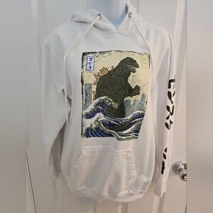 Godzilla Kaiju White Graphic Hoodie Sweatshirt Size Small Officially Licensed